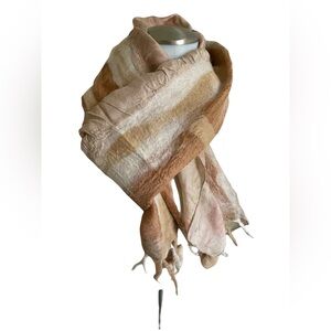 Soft Neutral Striped Women's Scarf - Beige & Cream Wrap